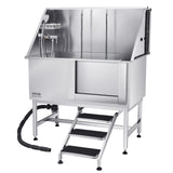 VEVOR 127 cm Dog Grooming Bath Tub Stainless Steel w Stairs Water Filter