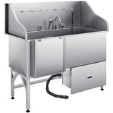 VEVOR 155 cm Dog Grooming Bath Tub Stainless Steel w Ramp Water Filter Left