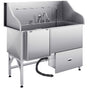 VEVOR 155 cm Dog Grooming Bath Tub Stainless Steel w Ramp Water Filter Left
