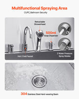 VEVOR 155 cm Dog Grooming Bath Tub Stainless Steel w Ramp Water Filter Left