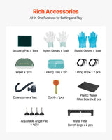 VEVOR 155 cm Dog Grooming Bath Tub Stainless Steel w Ramp Water Filter Left - Rear View