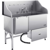 VEVOR 155 cm Dog Grooming Bath Tub Stainless Steel w Ramp Water Filter Left