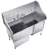 VEVOR 155 cm Dog Grooming Bath Tub Stainless Steel w Ramp Water Filter