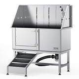 VEVOR 1.57M Pet Dog Bathing Station w/Ramp, Professional Stainless Steel Dog Grooming Tub w/ Soap Box, Faucet,Rich Accessory,Bathtub for Large,Medium,Small Pets, Washing Sink for Home(Left)