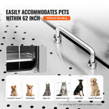 VEVOR 1.57M Pet Dog Bathing Station w/Ramp, Professional Stainless Steel Dog Grooming Tub w/ Soap Box, Faucet,Rich Accessory,Bathtub for Large,Medium,