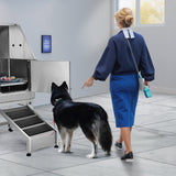 VEVOR 1.57M Pet Dog Bathing Station w/Ramp, Professional Stainless Steel Dog Grooming Tub w/ Soap Box, Faucet,Rich Accessory,Bathtub for Large,Medium,Small Pets, Washing Sink for Home(Left) - Close-Up Angle