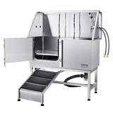 VEVOR 1.57M Pet Dog Bathing Station w/Ramp, Professional Stainless Steel Dog Grooming Tub w/ Soap Box, Faucet,Rich Accessory,Bathtub for Large,Medium,