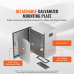 Steel Electrical Box, 50x40x20 cm, 304 Stainless Steel Electrical Enclosure Box, Wall-Mounted Outdoor Electrical Electronic Equipment Enclosure with Mounting Plate Hinges Lock, IP66 Waterproof