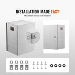 Steel Electrical Box, 50x40x20 cm, 304 Stainless Steel Electrical Enclosure Box, Wall-Mounted Outdoor Electrical Electronic Equipment Enclosure with Mounting Plate Hinges Lock, IP66 Waterproof