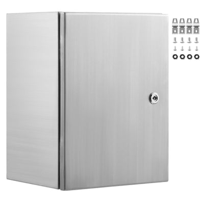 Steel Electrical Box, 60x50x20 cm, 304 Stainless Steel Electrical Enclosure Box, Wall-Mounted Outdoor Electrical Electronic Equipment Enclosure with Mounting Plate Hinges Lock, IP66 Waterproof
