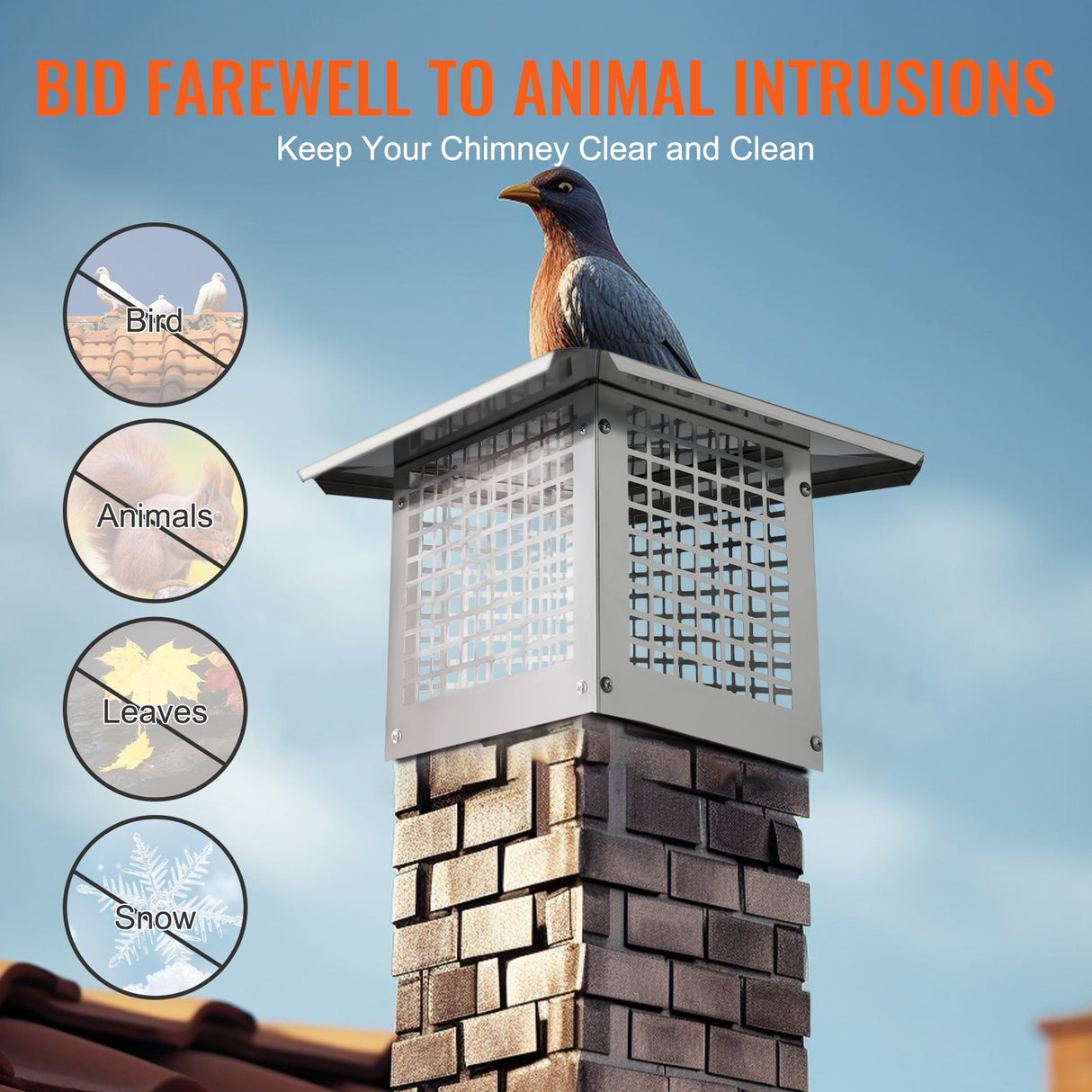 VEVOR Chimney Cap 13??x 9??304Stainless Steel Fireplace Flue Caps Cover Mesh