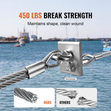Wire Rope Kit, 1.59 mm 100.6 m 304 Stainless Steel Cable with 80 Sleeves and 20 Thimbles, 2KN Breaking Strength, 7 x 7 Strands Marine Aircraft Grade for Handrail Stair Decking Fence Outdoors