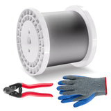 Wire Rope Kit, 3.18 mm 305 m 316 Stainless Steel Cable with Cutter and Gloves, 7.1KN Breaking Strength, 7x7 Strands Construction Marine Aircraft Grade for Handrail Stair Decking Fence Outdoors - Extra Image