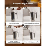 French Press Coffee Maker, 1.5 Liter Stainless Steel Coffee Press Tea Maker with Filter, Large Double Wall Insulated French Presses Cold Brew for Camping Travel Home Kitchen, Silver