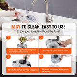 VEVOR Stainless Steel Salad Spinner, 4.5L, One-handed Easy Press Large Vegetable Dryer Washer, Lettuce Cleaner and Dryer with 304 Stainless Steel Bowl, for Greens, Herbs, Berries, Fruits, No BPA - Side View