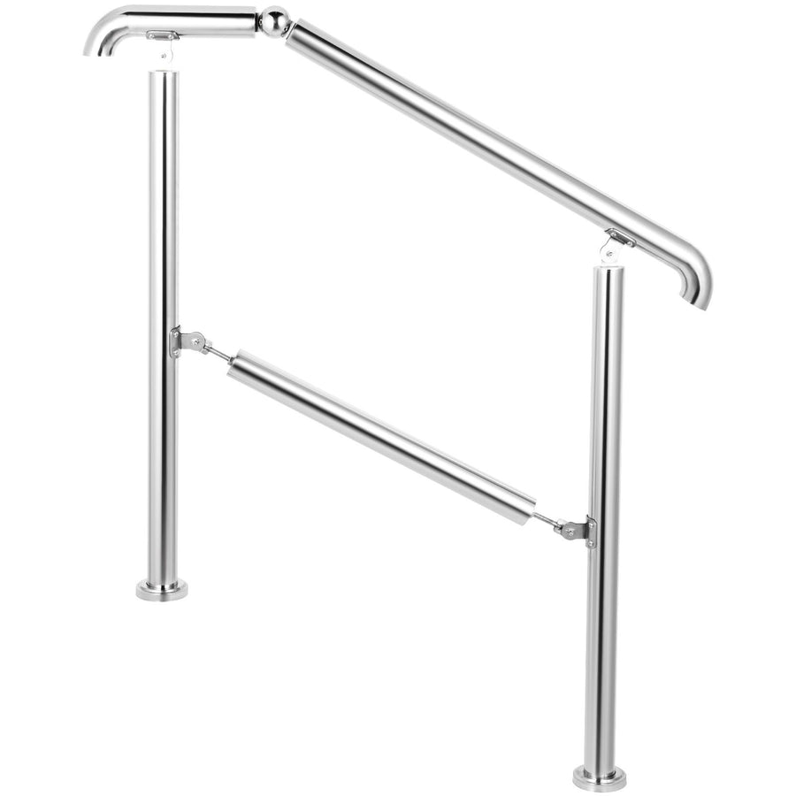 3 Step Railing Stainless Steel Transitional Handrail fit for Level Surface and 1 to 3 Steps Adjustable Stair Railing Indoor Outdoor Step Railings 220lb Capacity W/ Installation Kit Porch DIY