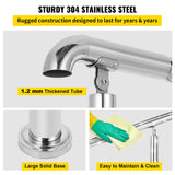 VEVOR 3 Step Railing Stainless Steel Transitional Handrail fit for Level Surface and 1 to 3 Steps Adjustable Stair Railing Indoor Outdoor Step Railings 220lb Capacity W/ Installation Kit Porch DIY - 45-Degree Angle