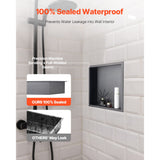Shower Niche, 33.0 x 33.0 x 10.2 cm Recessed Wall Niche, Heavy-duty Stainless Steel Modern Soap & Shampoo Storage Organizer, Sealed Waterproof, Durable & Easy to Install, Black for Bathroom - Front View