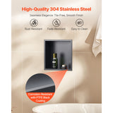 Shower Niche, 33.0 x 33.0 x 10.2 cm Recessed Wall Niche, Heavy-duty Stainless Steel Modern Soap & Shampoo Storage Organizer, Sealed Waterproof, Durable & Easy to Install, Black for Bathroom