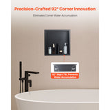 Shower Niche, 33.0 x 33.0 x 10.2 cm Recessed Wall Niche, Heavy-duty Stainless Steel Modern Soap & Shampoo Storage Organizer, Sealed Waterproof, Durable & Easy to Install, Black for Bathroom - Top-Down View