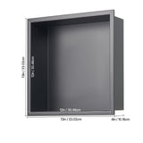 Shower Niche, 33.0 x 33.0 x 10.2 cm Recessed Wall Niche, Heavy-duty Stainless Steel Modern Soap & Shampoo Storage Organizer, Sealed Waterproof, Durable & Easy to Install, Black for Bathroom - Low Angle
