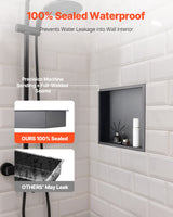 VEVOR Shower Niche, 33.0 x 33.0 x 10.2 cm Recessed Wall Niche, Heavy-duty Stainless Steel Modern Soap & Shampoo Storage Organizer, Sealed Waterproof, Durable & Easy to Install, Black for Bathroom - Front View