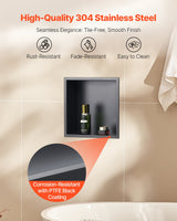 VEVOR Shower Niche, 33.0 x 33.0 x 10.2 cm Recessed Wall Niche, Heavy-duty Stainless Steel Modern Soap & Shampoo Storage Organizer, Sealed Waterproof, Durable & Easy to Install, Black for Bathroom - Side View