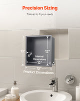 VEVOR Shower Niche, 33.0 x 33.0 x 10.2 cm Recessed Wall Niche, Heavy-duty Stainless Steel Modern Soap & Shampoo Storage Organizer, Sealed Waterproof, Durable & Easy to Install, Black for Bathroom - Rear View