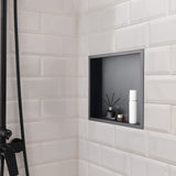 VEVOR Shower Niche, 33.0 x 33.0 x 10.2 cm Recessed Wall Niche, Heavy-duty Stainless Steel Modern Soap & Shampoo Storage Organizer, Sealed Waterproof, Durable & Easy to Install, Black for Bathroom - Low Angle