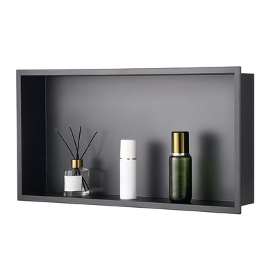 Shower Niche, 33.0 x 63.5 x 10.2 cm Recessed Wall Niche, Heavy-duty Stainless Steel Modern Soap & Shampoo Storage Organizer, Sealed Waterproof, Durable & Easy to Install, Black for Bathroom