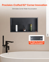 VEVOR Shower Niche, 33.0 x 63.5 x 10.2 cm Recessed Wall Niche, Heavy-duty Stainless Steel Modern Soap & Shampoo Storage Organizer, Sealed Waterproof, Durable & Easy to Install, Black for Bathroom - Top-Down View