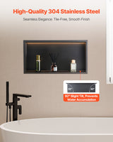 VEVOR Shower Niche 33.0x63.5x10.2 cm Recessed Shelf W/ LED Strip Stainless Steel - Side View