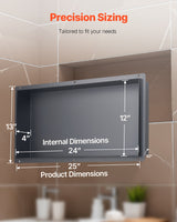 VEVOR Shower Niche 33.0 x 63.5 x 10.2 cm Frameless Recessed Shelf Stainless Steel - Rear View