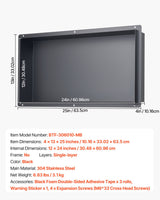 VEVOR Shower Niche 33.0 x 63.5 x 10.2 cm Frameless Recessed Shelf Stainless Steel - Close-Up Angle