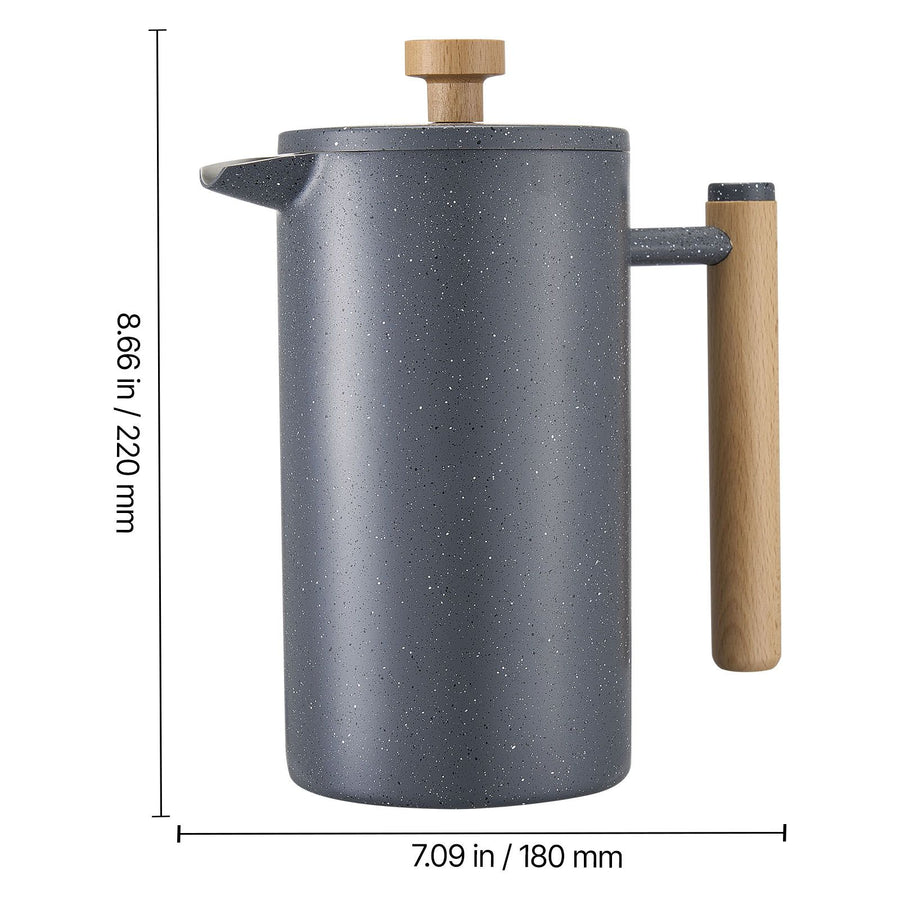 French Press Coffee Maker, 1 Liter Stainless Steel Coffee Press Tea Maker with Filter, Large Double Wall Insulated French Presses Cold Brew for Camping Travel Home Kitchen, Black