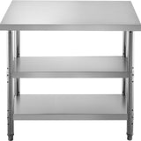 VEVOR Stainless Steel Prep Table, 1520x450x855 mm Commercial Stainless Steel Table, 2 Adjustable Undershelf BBQ Prep Table, Heavy Duty Kitchen Work