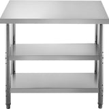 VEVOR Stainless Steel Prep Table 1520x450x855 mm Commercial Stainless Steel Table 2 Adjustable Undershelf BBQ Prep Table Heavy Duty Kitchen Work Table for Garage Home Warehouse Kitchen Silver
