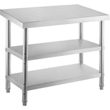 VEVOR Stainless Steel Prep Table, 1520x450x855 mm Commercial Stainless Steel Table, 2 Adjustable Undershelf BBQ Prep Table, Heavy Duty Kitchen Work