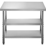 VEVOR Stainless Steel Prep Table 1520x450x855 mm Commercial Stainless Steel Table 2 Adjustable Undershelf BBQ Prep Table Heavy Duty Kitchen Work Table for Garage Home Warehouse Kitchen Silver - Extra Image