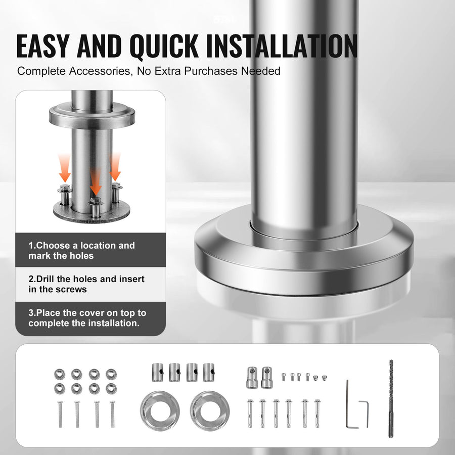 39.4in Handrails for Outdoor Steps 2 Crossbars Staircase for Porch Deck