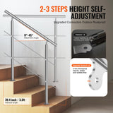VEVOR 39.4in Handrails for Outdoor Steps 2 Crossbars Staircase for Porch Deck - Side View