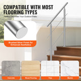 VEVOR 39.4in Handrails for Outdoor Steps 2 Crossbars Staircase for Porch Deck - 45-Degree Angle