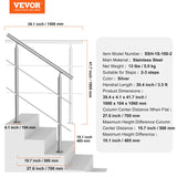 VEVOR 39.4in Handrails for Outdoor Steps 2 Crossbars Staircase for Porch Deck - Close-Up Angle