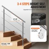 VEVOR 47.2in Handrails for Outdoor Steps 3 Crossbars Staircase for Porch Deck - Side View