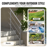 VEVOR 47.2in Handrails for Outdoor Steps 3 Crossbars Staircase for Porch Deck - Rear View