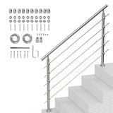 VEVOR 59in Handrails for Outdoor Steps 5 Crossbars Staircase for Porch Deck