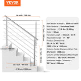 VEVOR 59in Handrails for Outdoor Steps 5 Crossbars Staircase for Porch Deck - Close-Up Angle