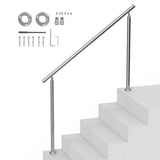 VEVOR Handrails for Outdoor Steps, 59 in/ 150cm Length Stair Hand Rail Kit, Transitional Stainless Steel Railings with Installation Kit, Double-column Staircase Handrails for Seniors,Porch & Deck
