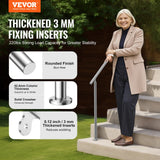 VEVOR Handrails for Outdoor Steps, 59 in/ 150cm Length Stair Hand Rail Kit, Transitional Stainless Steel Railings with Installation Kit, Double-column Staircase Handrails for Seniors,Porch & Deck - Front View