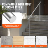 VEVOR Handrails for Outdoor Steps, 59 in/ 150cm Length Stair Hand Rail Kit, Transitional Stainless Steel Railings with Installation Kit, Double-column Staircase Handrails for Seniors,Porch & Deck - 45-Degree Angle